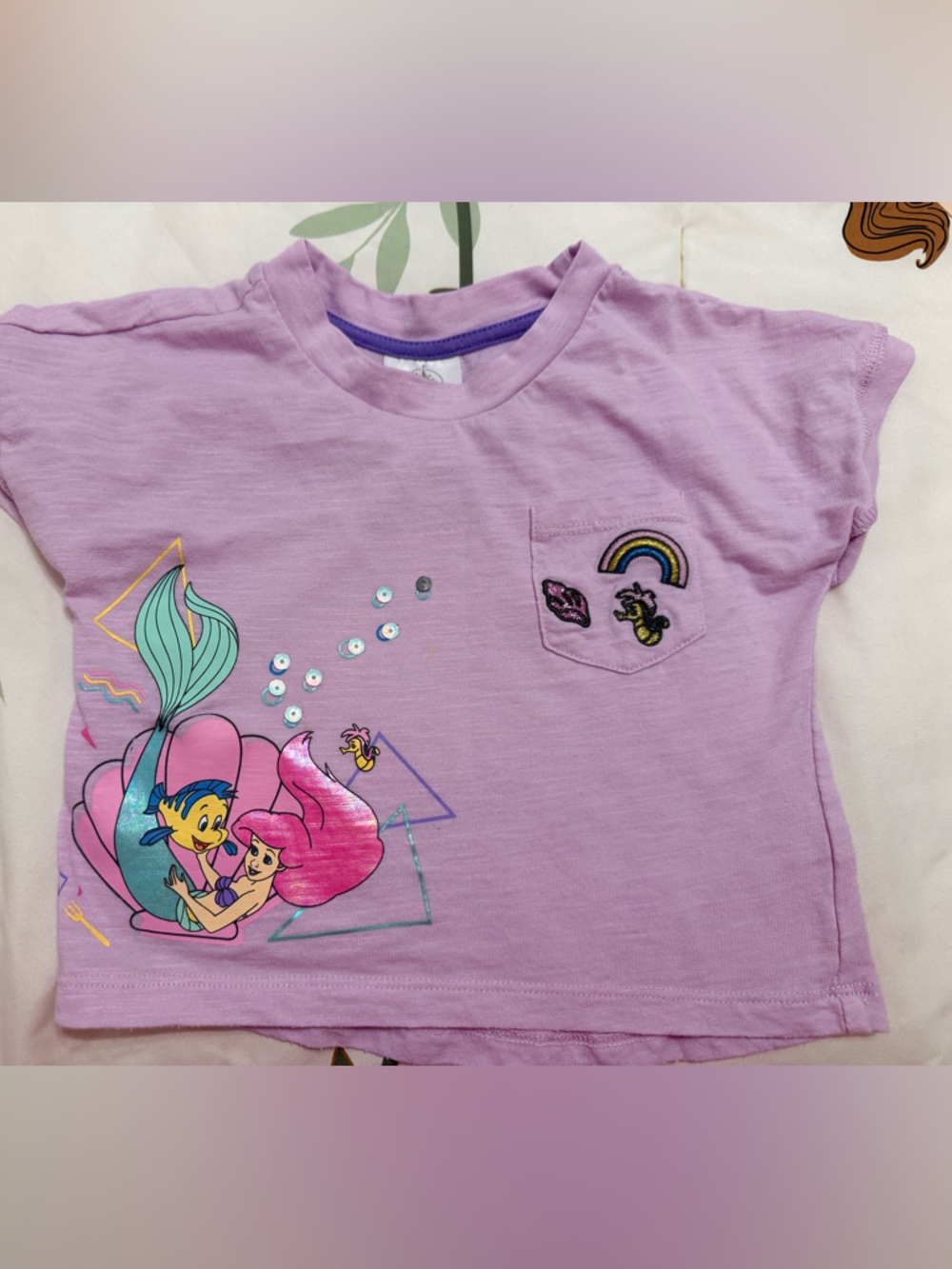 Disney Lavender little Mermaid Graphic Tee with Sequin Accents size 4